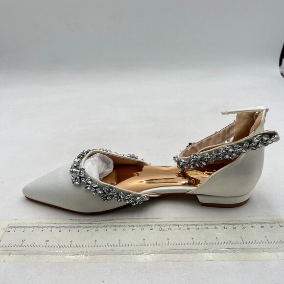 XYD White Pointed Toe D'Orsay Wedding Flat Sandals Sparkly Rhinestones Dress Sho - Picture 2 of 8